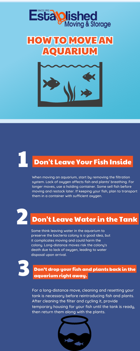infographic that details how to move an aquarium